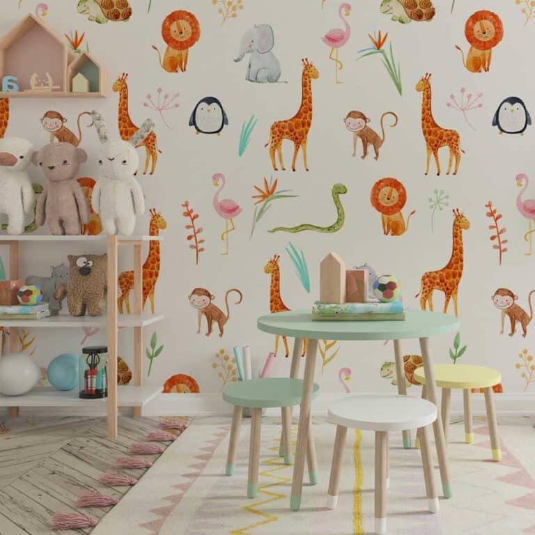 Kinderbehang Vrolijke dieren aquarel