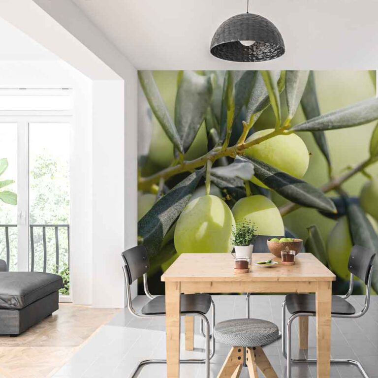 Fotobehang Groene olijven aan tak