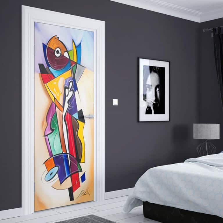 Deursticker Colourful shapes and forms