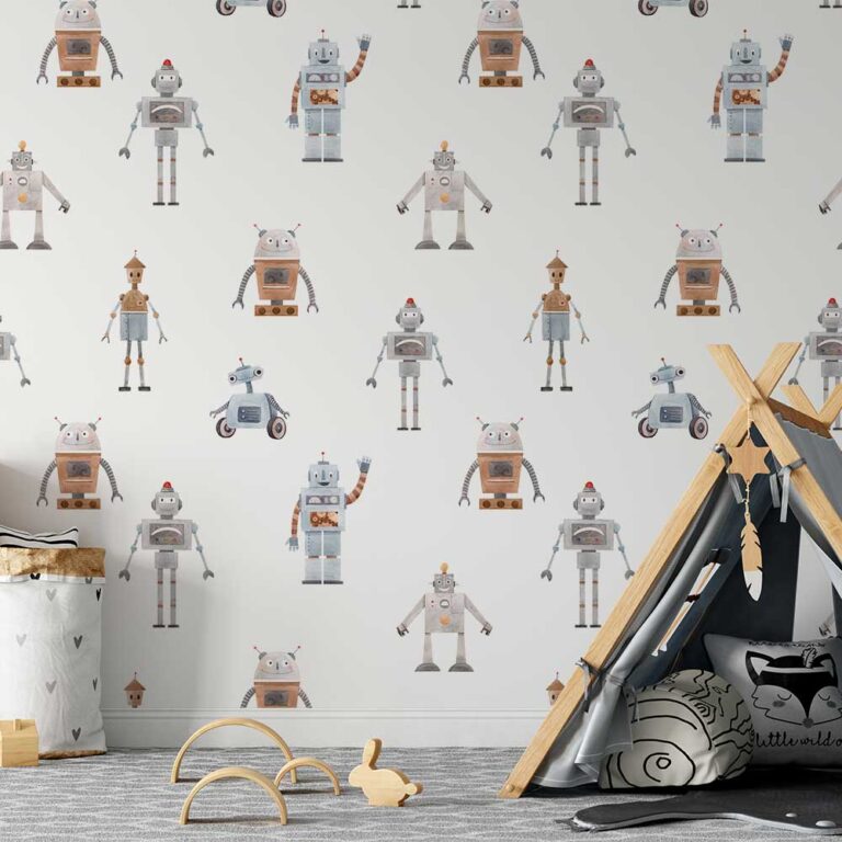 Kinderbehang Robot figuurtjes