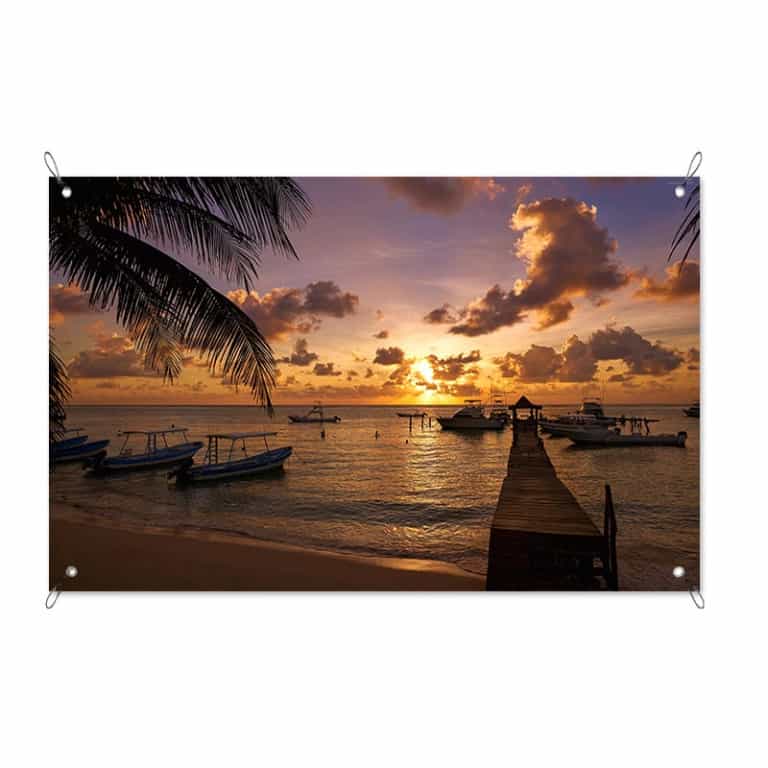 Tuinposter Zonsondergang in baai