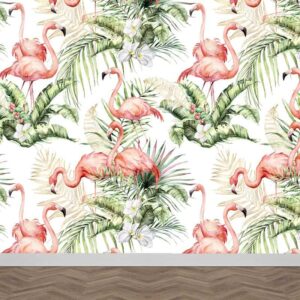 Fotobehang Flamingo jungle patroon