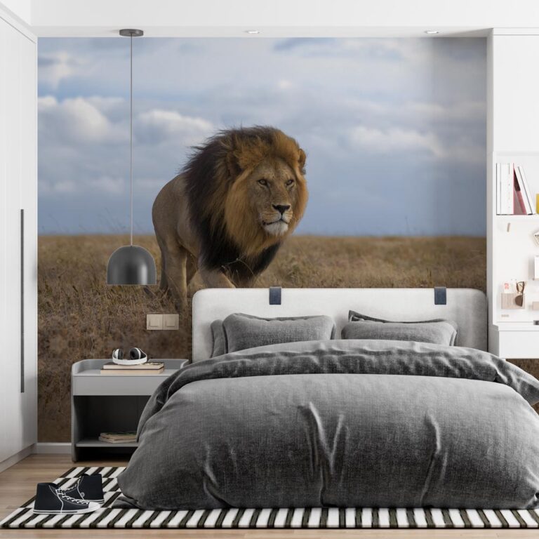 fotobehang Gevaarlijke leeuw