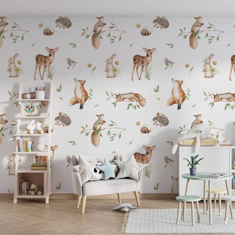 Kinderbehang Bosdieren aquarel