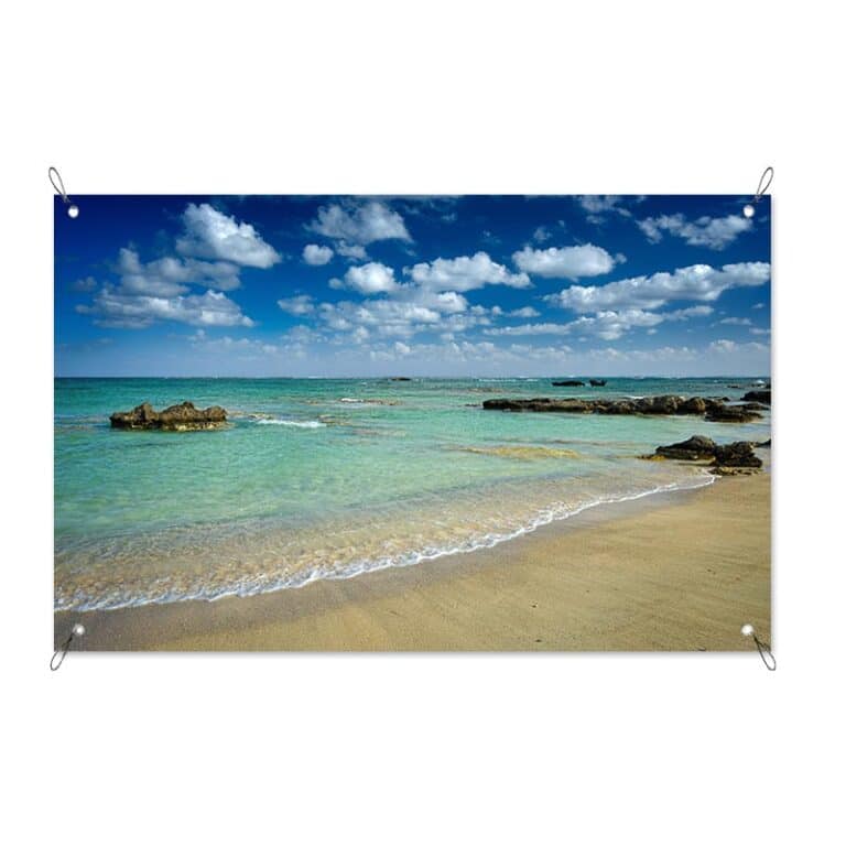Tuinposter Zomer aan Mediterraans strand