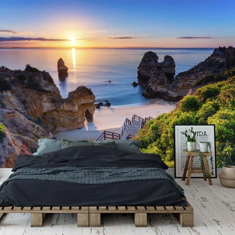 Fotobehang Pad naar Mediterraans strand