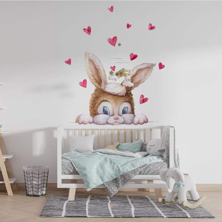 Kinderbehang Konijntje met hartjes