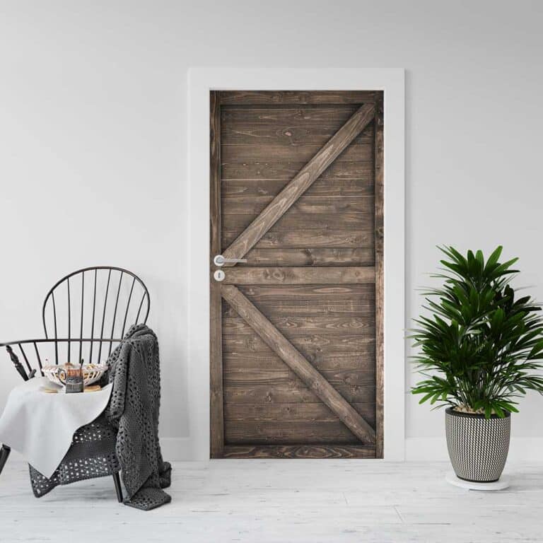 Deursticker Oude staldeur donkerbruin