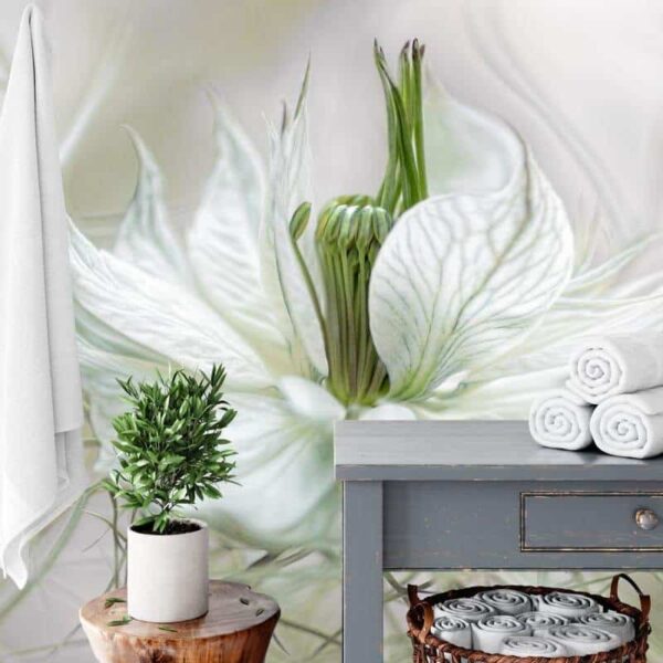 badkamer behang Witte bloem