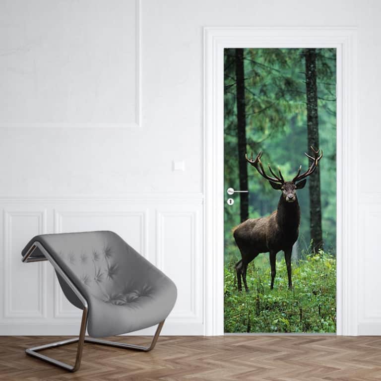 Deursticker Damhert in bos