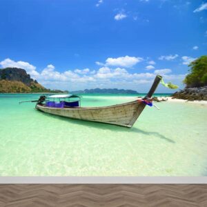 Fotobehang Boot bij Thais strand