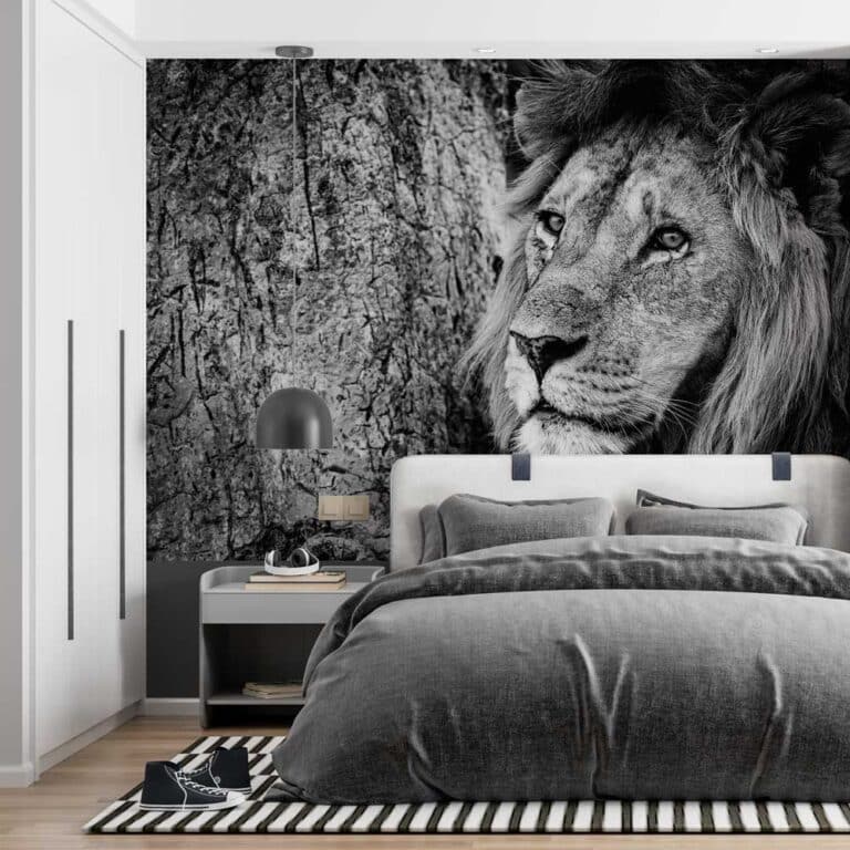 Fotobehang Leeuw zwartwit
