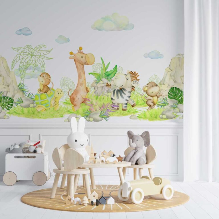 Kinderbehang Huppelende diertjes