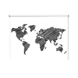 rolgordijn wereldkaart gestreept zwart