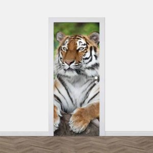 deursticker tijger op wacht