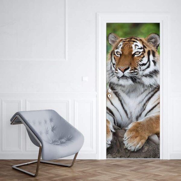 deursticker tijger op wacht