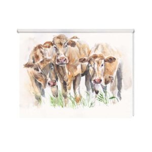 rolgordijn koeien in aquarel