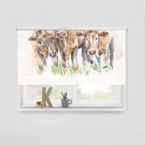 rolgordijn koeien in aquarel