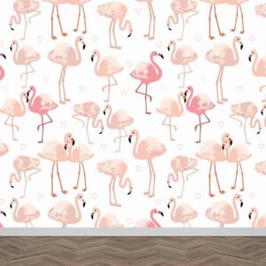 Fotobehang Flamingo patroon lichtroze
