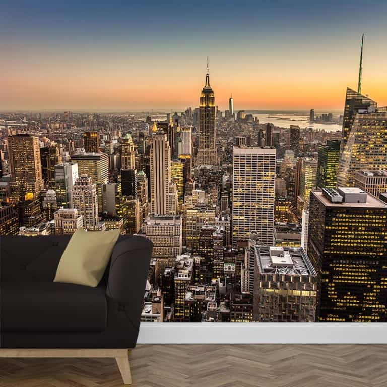 fotobehang avond in de stad