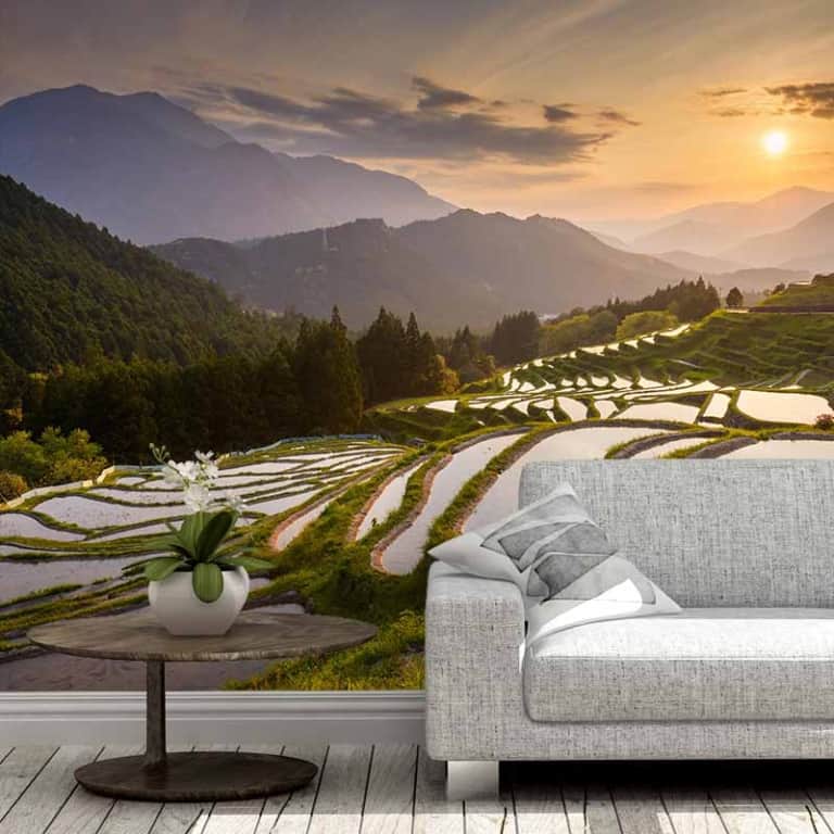 fotobehang Aziatische rijstvelden