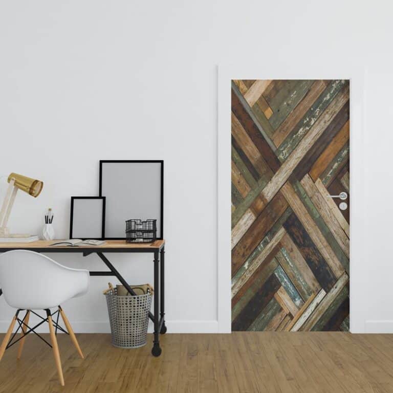 Deursticker Houten planken divers - deursticker hout