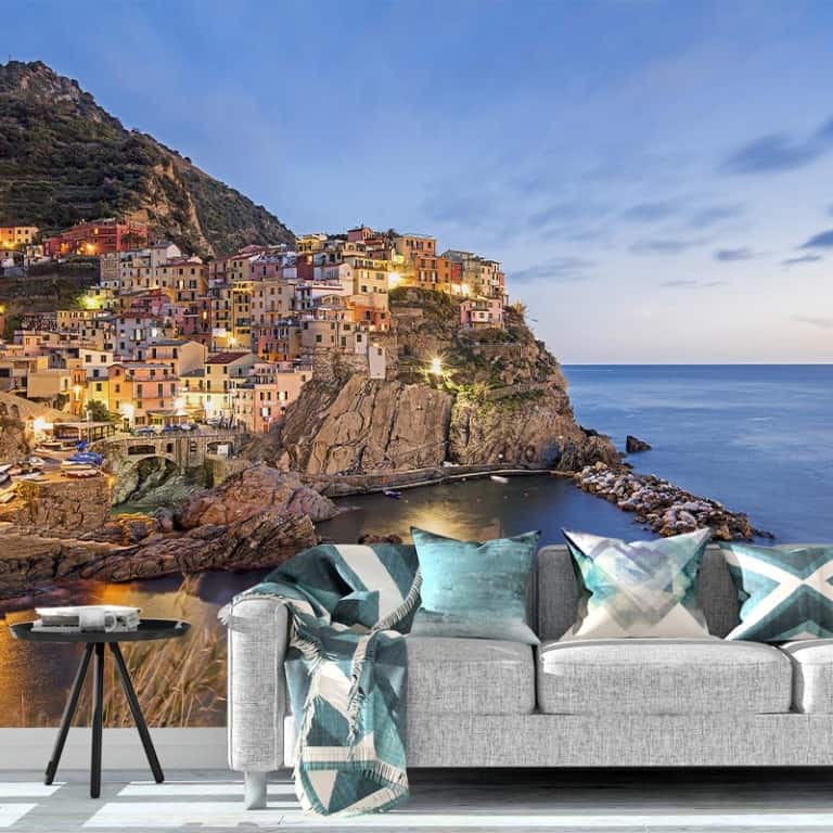 fotobehang Cinque Terre in de avond
