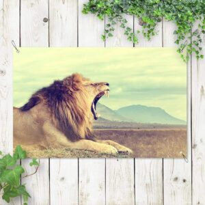 tuinposter gapende leeuw