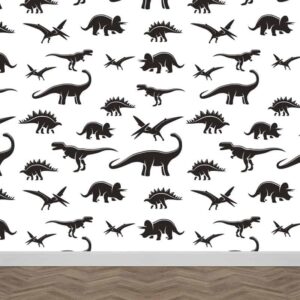 fotobehang dinosaurus patroon zwart wit