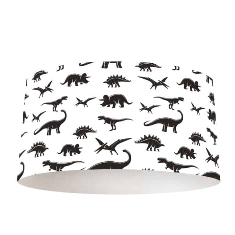 Lampenkap Dinosaurus patroon zwartwit