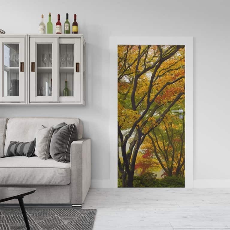 deursticker esdoorn in herfstkleuren