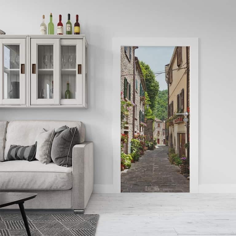 deursticker mediterraans straatbeeld