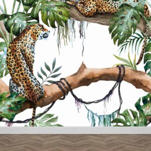 fotobehang jaguar jungle patroon