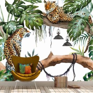 fotobehang jaguar jungle patroon