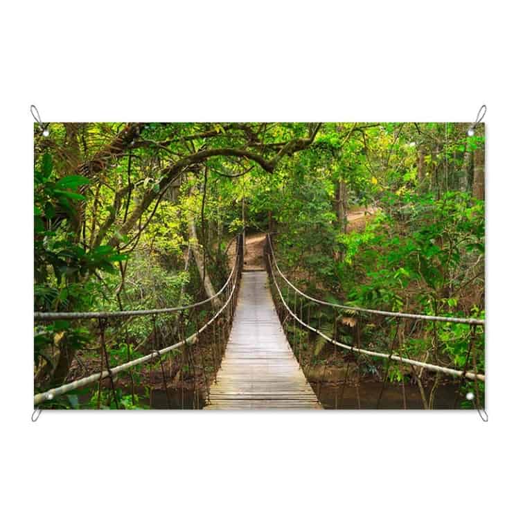 tuinposter touwbrug in regenwoud