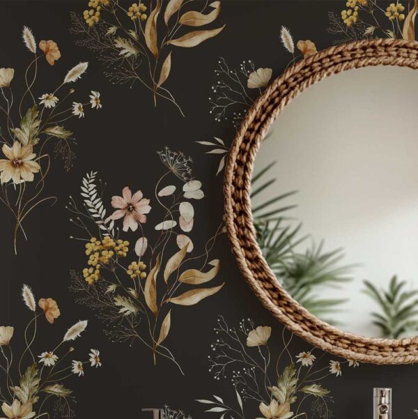Badkamer behang Droogbloemen patroon