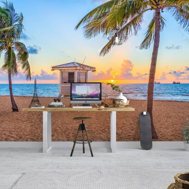 Fotobehang Strand met strandwacht