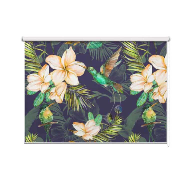 Rolgordijn Botanische jungle patroon kolibri