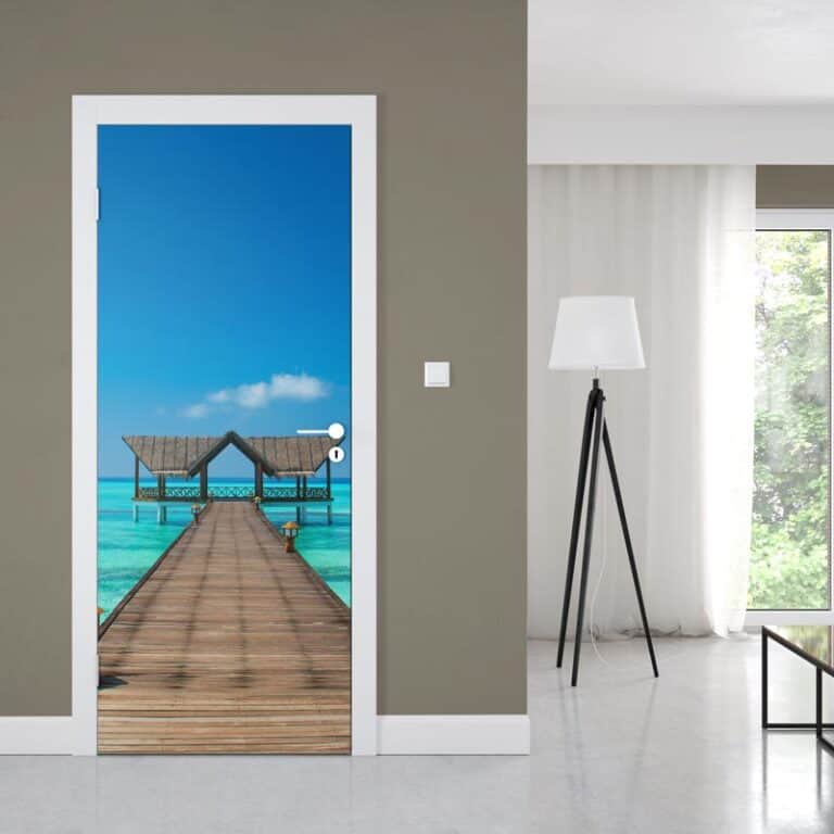 Deursticker Uitzicht van steiger in tropische zee
