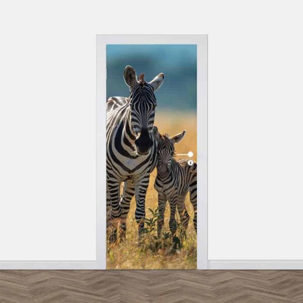 Deursticker Zebra met jong