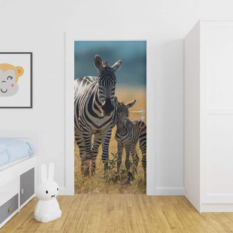 Deursticker Zebra met jong