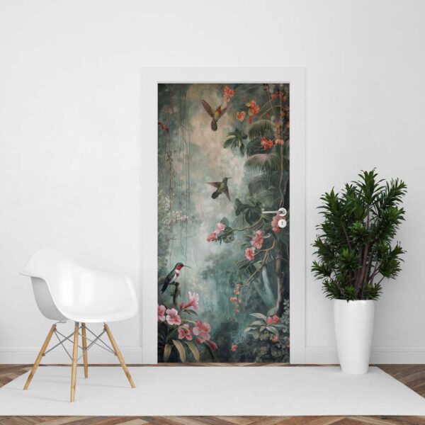 deursticker Tropische vogels in jungle