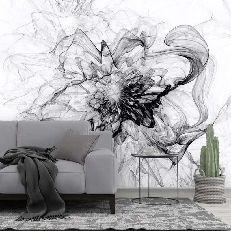 Kijkgat voorzien hengel Fotobehang Abstract zwart wit Op maat gemaakt. YouPri.nl