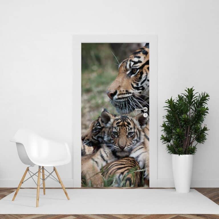 Deursticker Tijger met jong