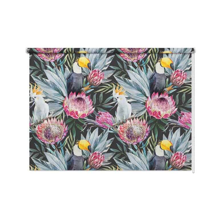 Rolgordijn Botanische jungle patroon kaketoe