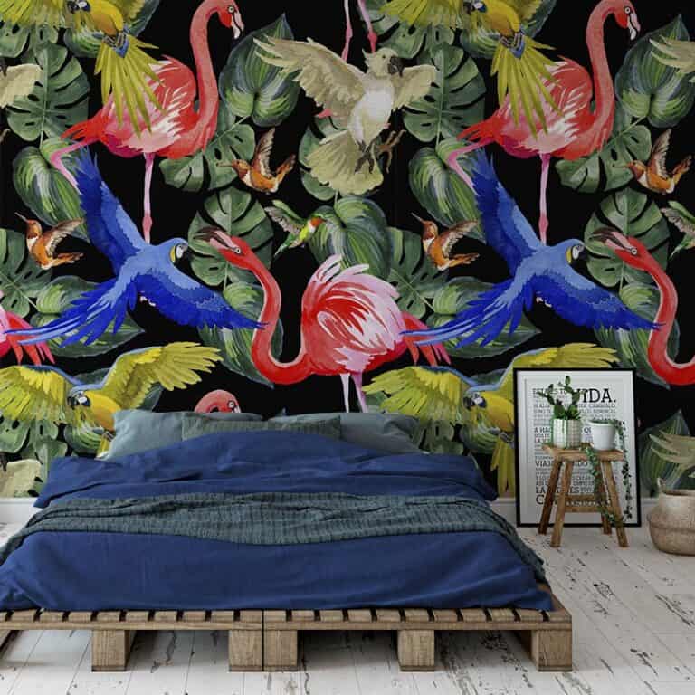 Fotobehang Botanisch vogel patroon