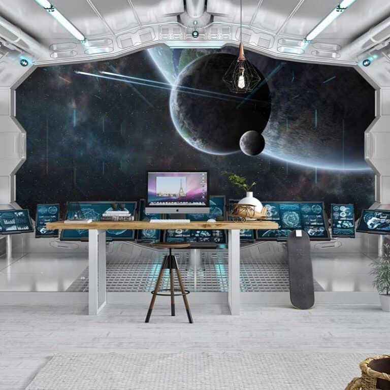 Fotobehang Ruimtestation bij aarde