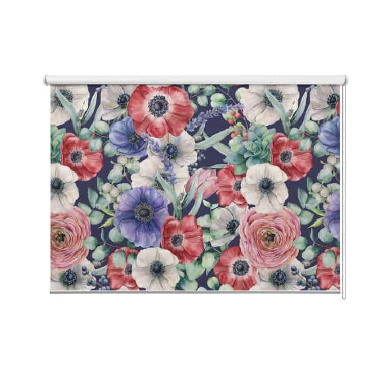 Rolgordijn Papaver bloemen patroon