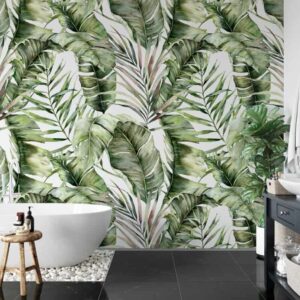 Fotobehang Bananen bladeren palmbladeren patroon