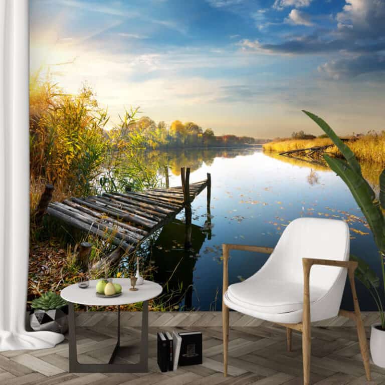 Fotobehang Oude steiger aan het water